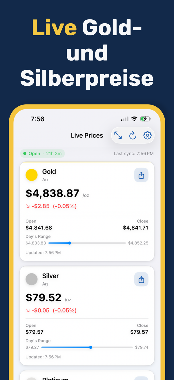 Gold & Silver Prices Live App - Real-time precious metal price tracking