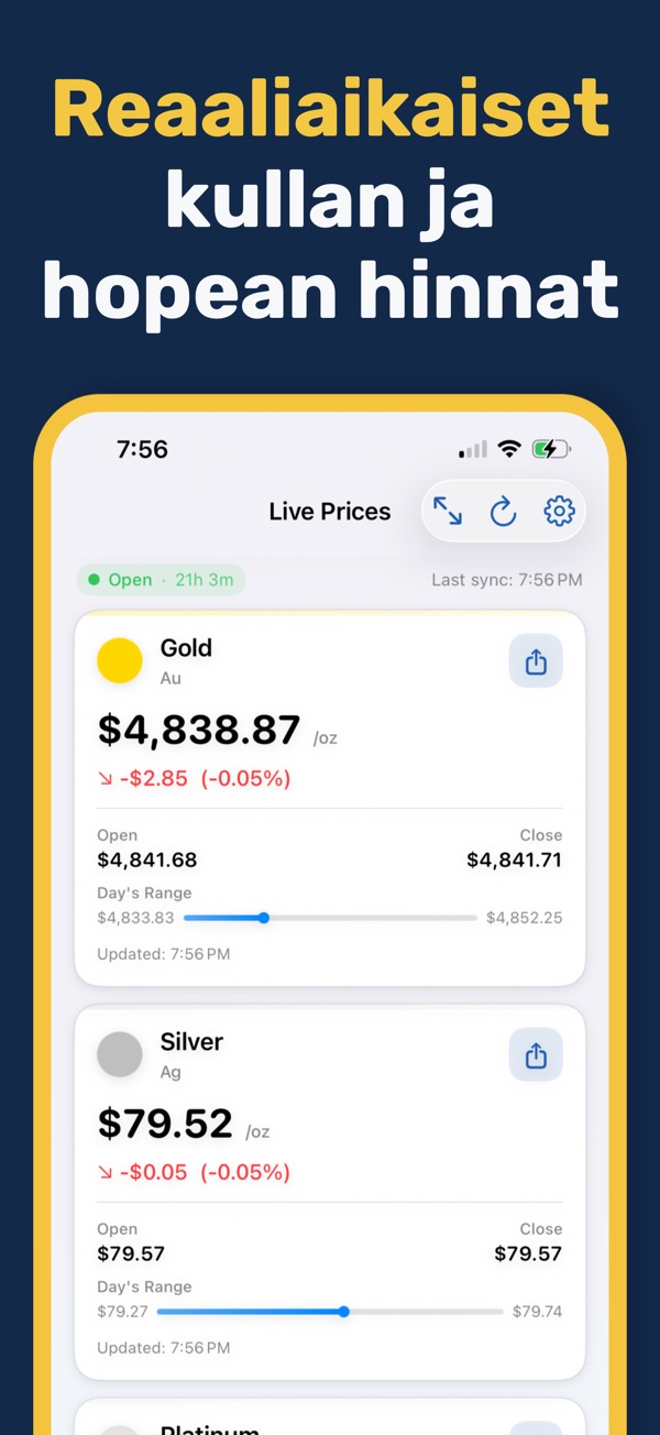 Gold & Silver Prices Live App - Real-time precious metal price tracking