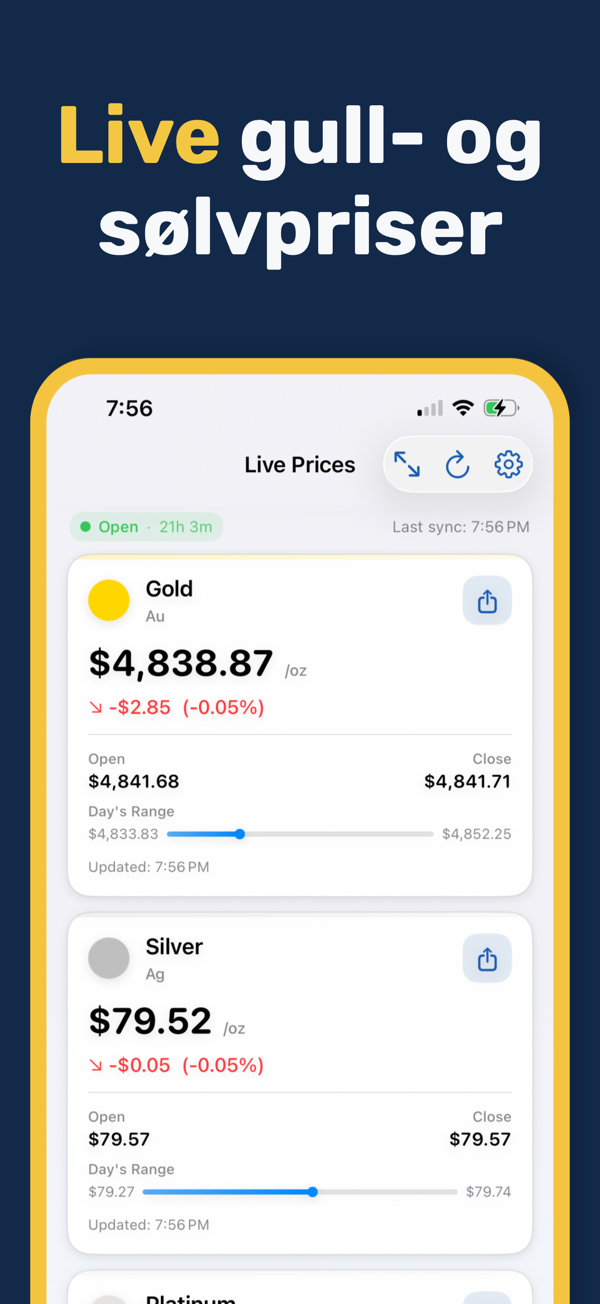 Gold & Silver Prices Live App - Real-time precious metal price tracking