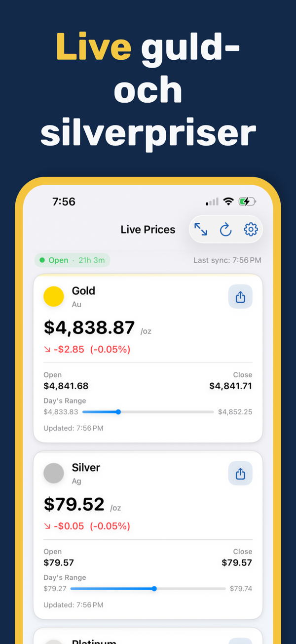 Gold & Silver Prices Live App - Real-time precious metal price tracking