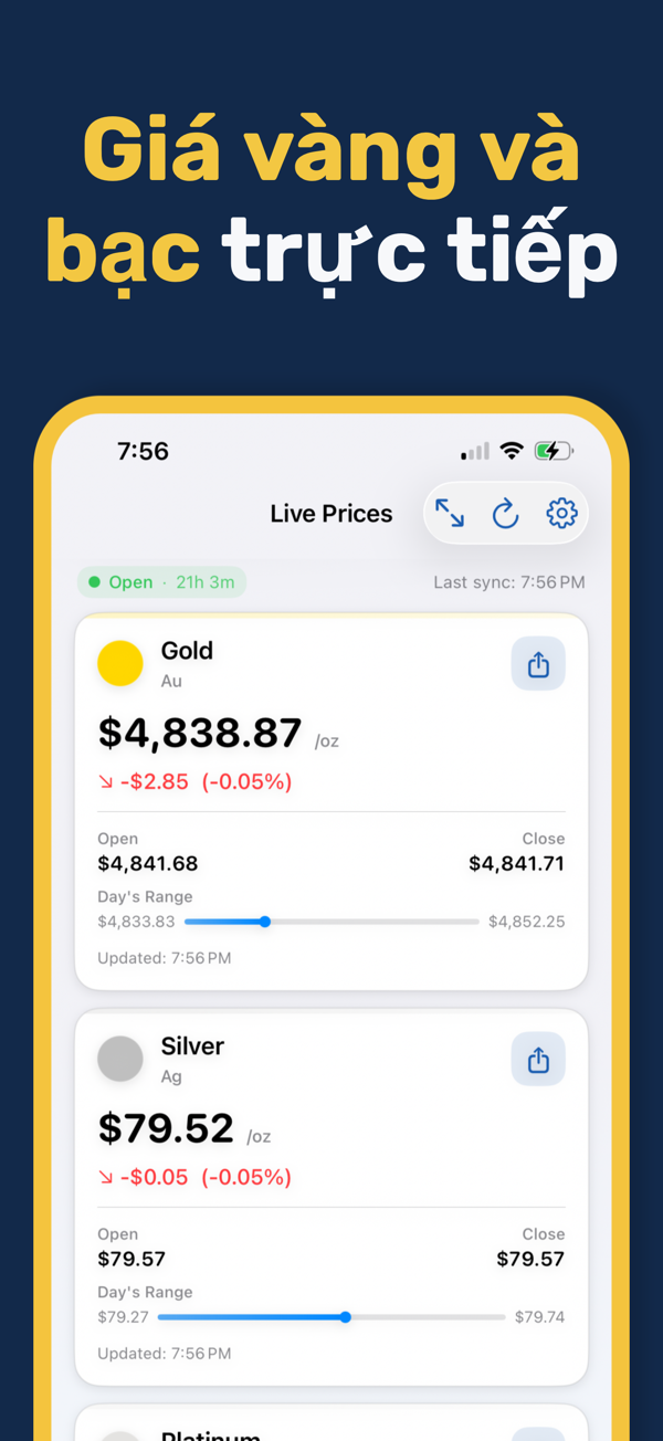 Gold & Silver Prices Live App - Real-time precious metal price tracking