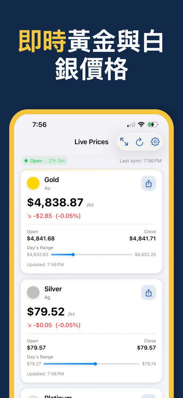 Gold & Silver Prices Live App - Real-time precious metal price tracking